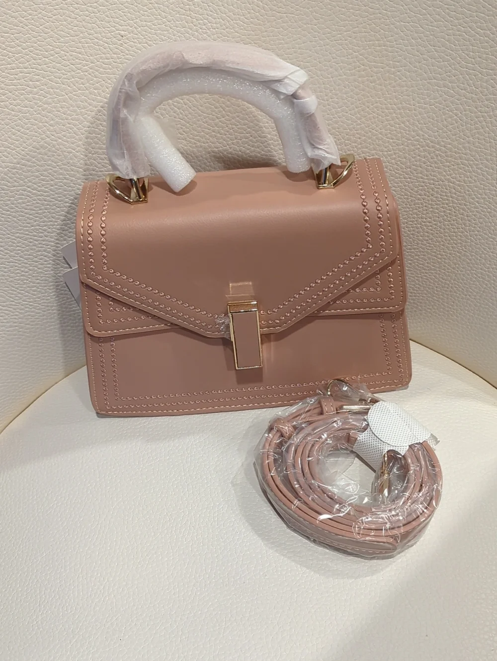 Structured Top-Handle Satchel/Crossbody in Blush Pink